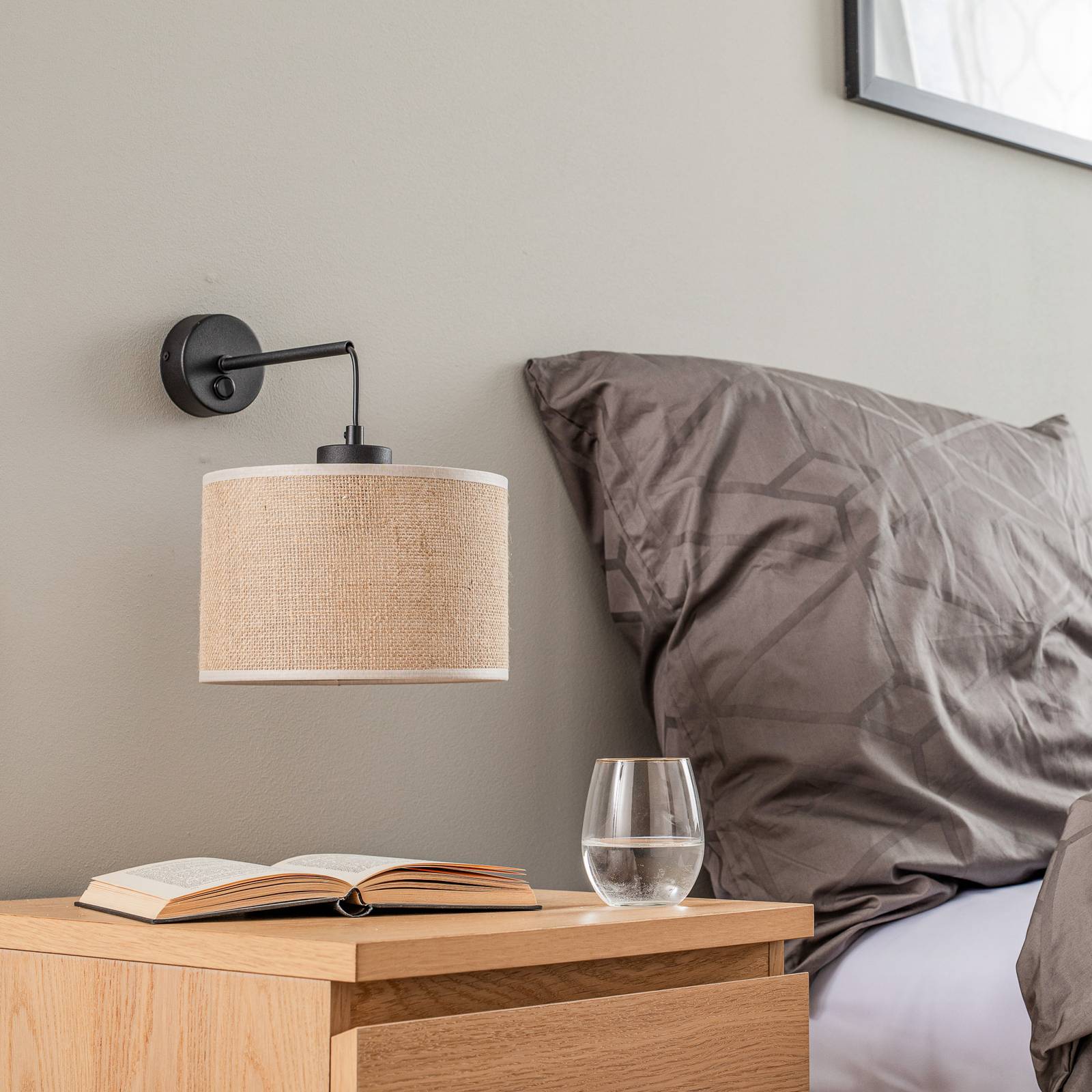 Wall Light Juta TK Lighting, dimmable, Living / Dining Room, Textile / fabric / silk, Wall Light