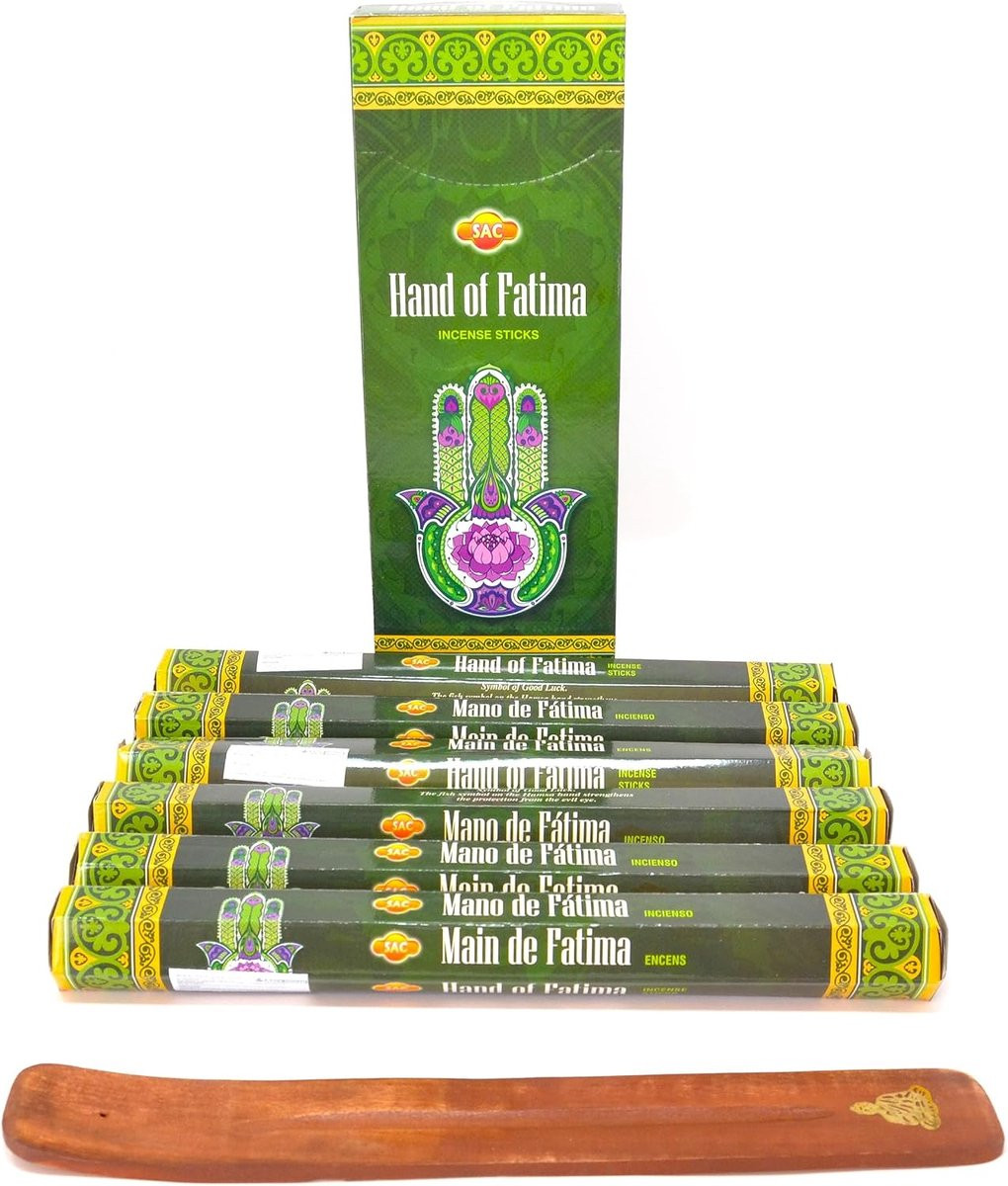 Hand the Fatima Spiritual Protection Incense Sticks met bijpassende asbak