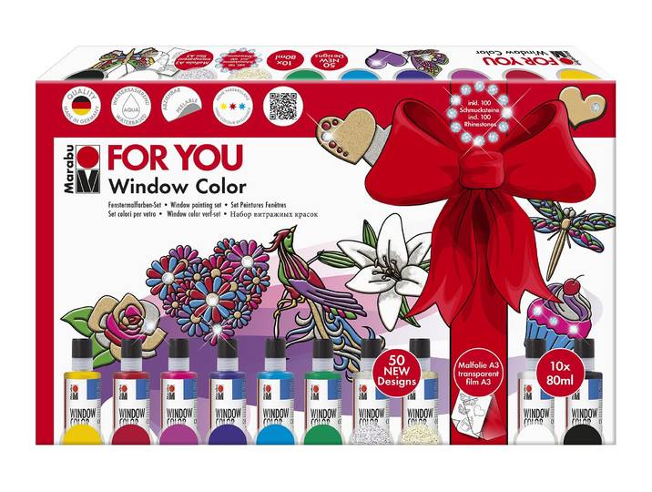 Kreativset MARABU Window Color Fun & Fancy 10 x 80 ml , bunt, Kreativsets, Kreativset