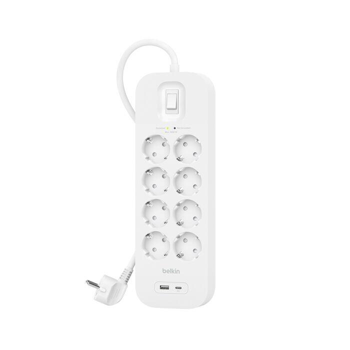 Belkin Connect Überspannungsschutz mit acht Steckdosen, einem USB-C- und einem USB-A-Anschluss SRB003vf2M-V2