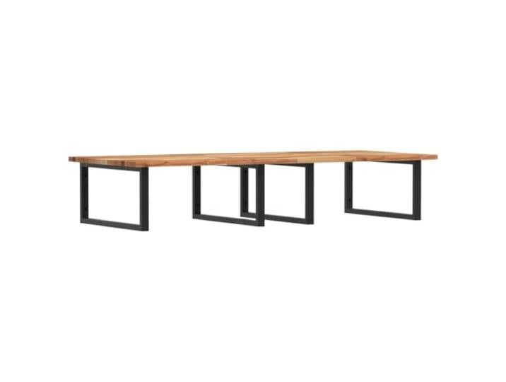 WEMYUFURN Waschbeckenregal Wandmontage Stahl und Akazienholz Schweberegal, Stahlhalterungen, massive Akazienholzplatte, rechteckige Halterungen, Handtuchaufhängung, Schrauben separat
