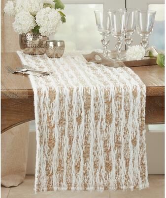 Saro Lifestyle Faux Fur With Brushed Metallic Foil Print Runner