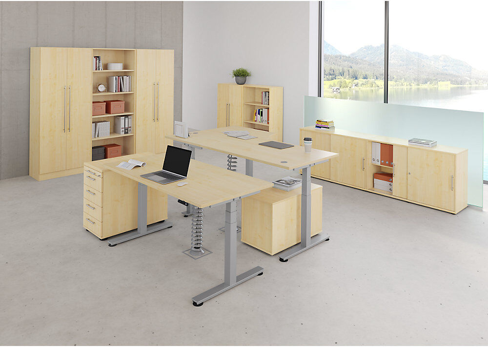 kaiserkraft Stehschreibtisch, elektrisch höhenverstellbar, gerade, BxT 1800 x 800 mm, weiß