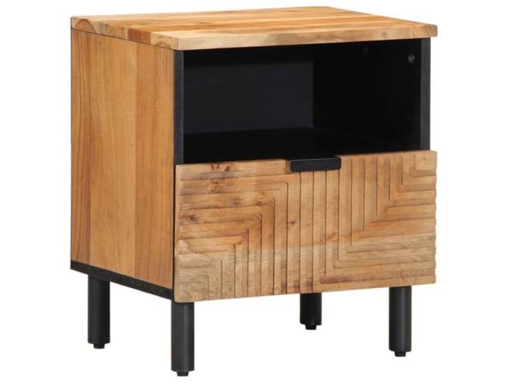 HEFZGDB Massivholz Akazie Nachttisch 40x33x46 cm mit elegantem Design und reichlich Stauraum für Wohnzimmer Beistelltisch robuste Holzbeine