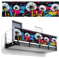 BALKON-SICHTSCHUTZ Straßenkunst - Bunt - Wand Witterungsbeständig 300x80 cm