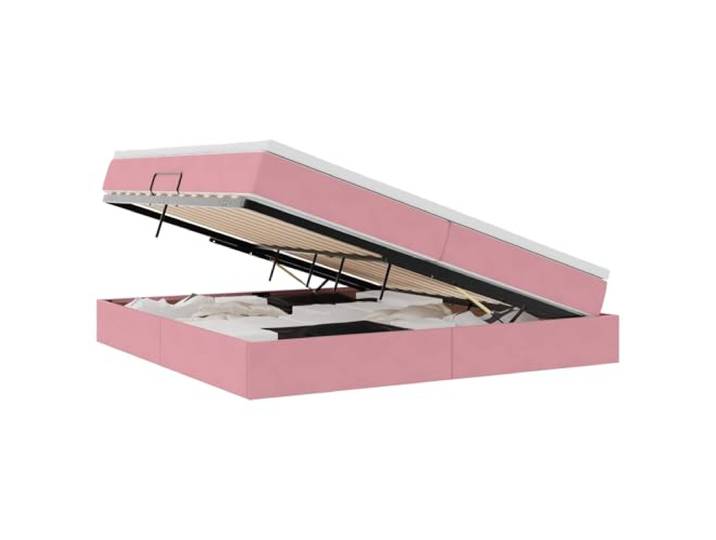 KKgypkn Aufbewahrungsbett mit Matratze und Lattenrost, Doppelbett mit Stauraum Rosa, Samt 200x200 cm