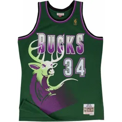 Mitchell & Ness, Herren, Sportshirt, Swingman Jersey Milwaukee Bucks 199697 Ray Allen (XXL), Grün, XXL