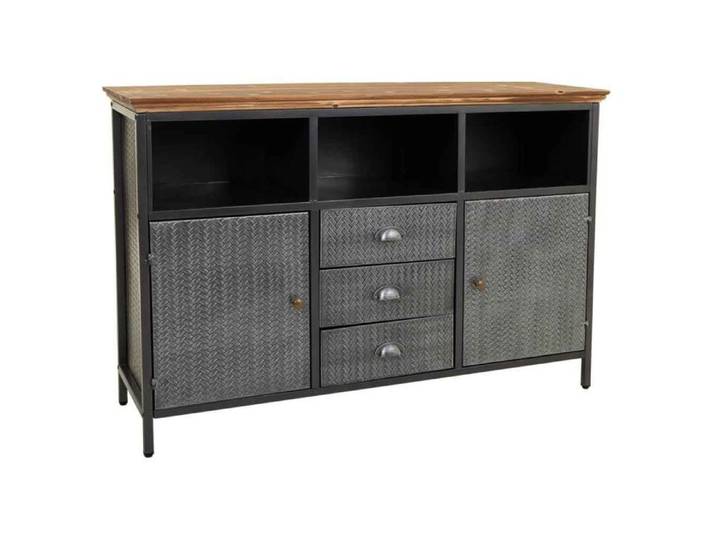 Buffet en métal et bois noir 121.5x36x82.5h