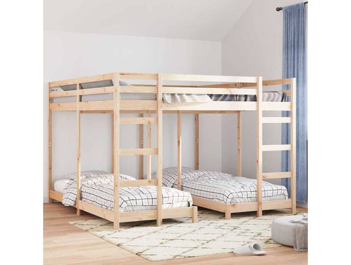 vidaXL Dreifach Etagenbettrahmen Natur 80 / 200 x 200 cm