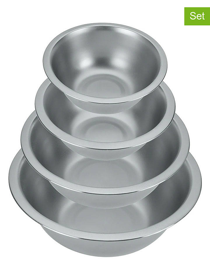 metaltex 4er-Set: Rührschüsseln in Silber - onesize