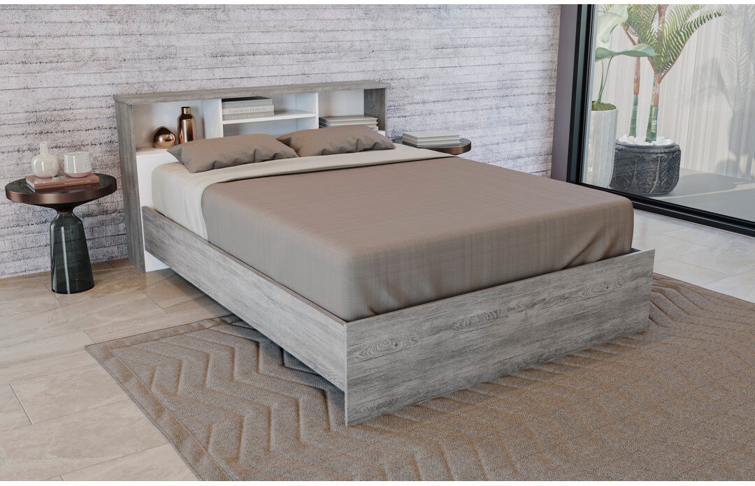 17 Stories Lorrimor Bed White;Gray Double (4'6)