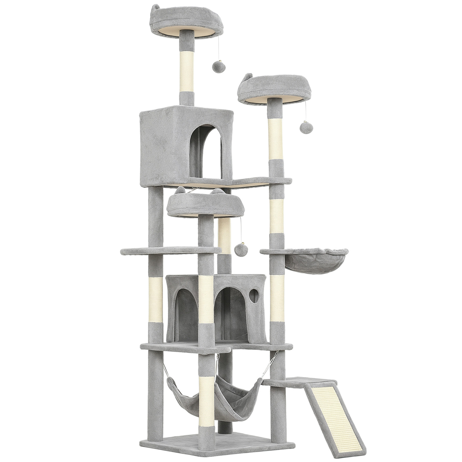 PawHut Krabpaal 192 cm met huisje, sisalpalen, platformen en hangmatten voor 2-3 katten