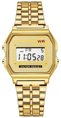 Friendly Fresh Finds Luxury Rose Gold Womens Digital Watch Retro Style Electronic Display Clock For Men & Women gold