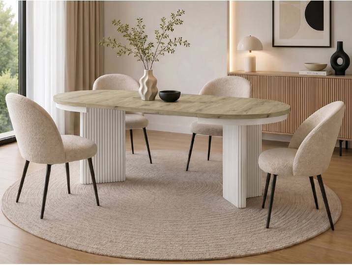 Beautysofa Esstisch PRESTIGE runder Design-Tisch ausziehbar Ø 100–180 cm oder Ø 120–200 cm (Metallbeinen, hitze- und verfärbung beständig), verschiedene Farben