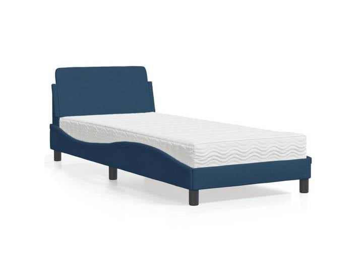 furnicato Bettgestell Bett mit Matratze Dover Blau 80x200 cm Stoff (1-tlg), Schlafmöbel Wellen-Design