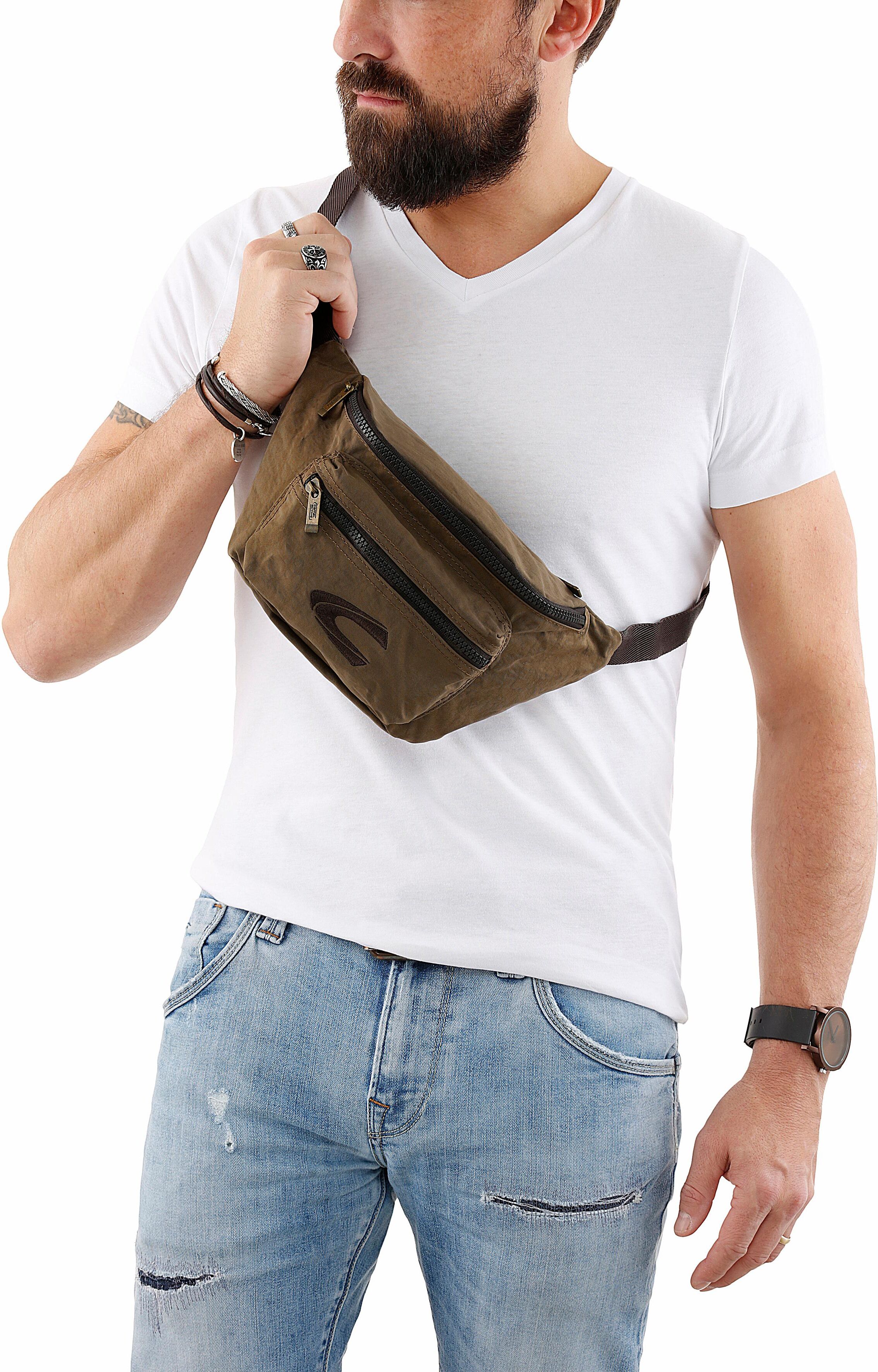 Bauchtasche CAMEL ACTIVE "Journey", Herren, Gr. B/H/T: 29cm x 13cm x 7cm, beige (braun), Nylon, Taschen Bauchtasche, Herren Crossbody-Bag, funktional perfekt für alle Lebenslagen braun B/H/T: 29cm x 13cm x 7cm