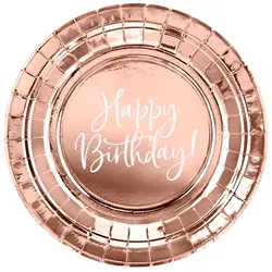 PartyDeco 6 Teller roségold Happy Birthday