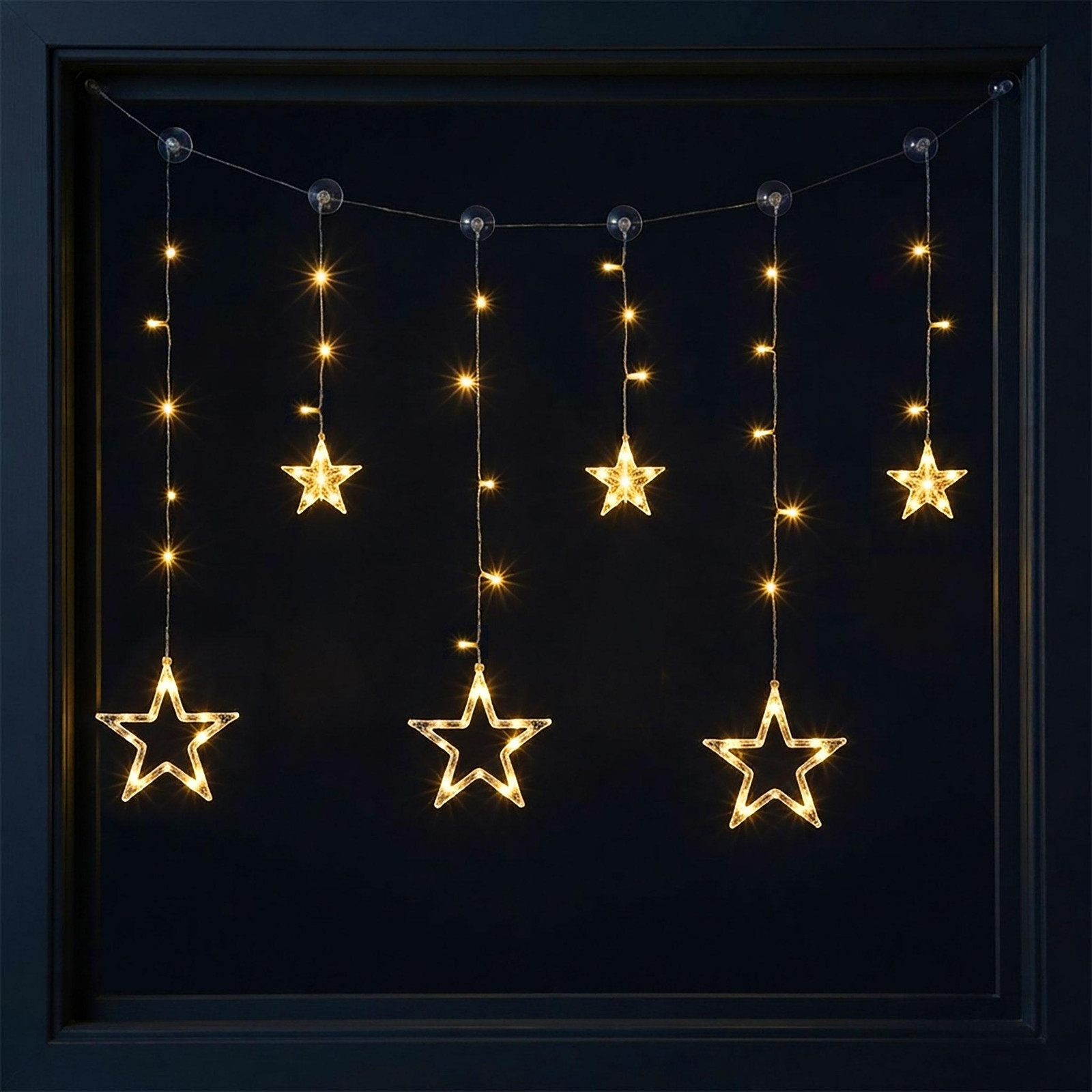 Spetebo LED-sterrenlichtgordijn warm wit - Decoratieve lichtketting met 63 LED's - 100 cm