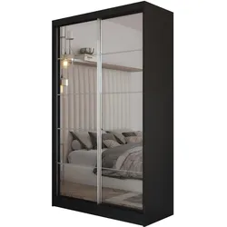 SCHWEBETÜRENSCHRANK FIORELLA 120/216/61 cm 2-türig mit Spiegel Schwarz