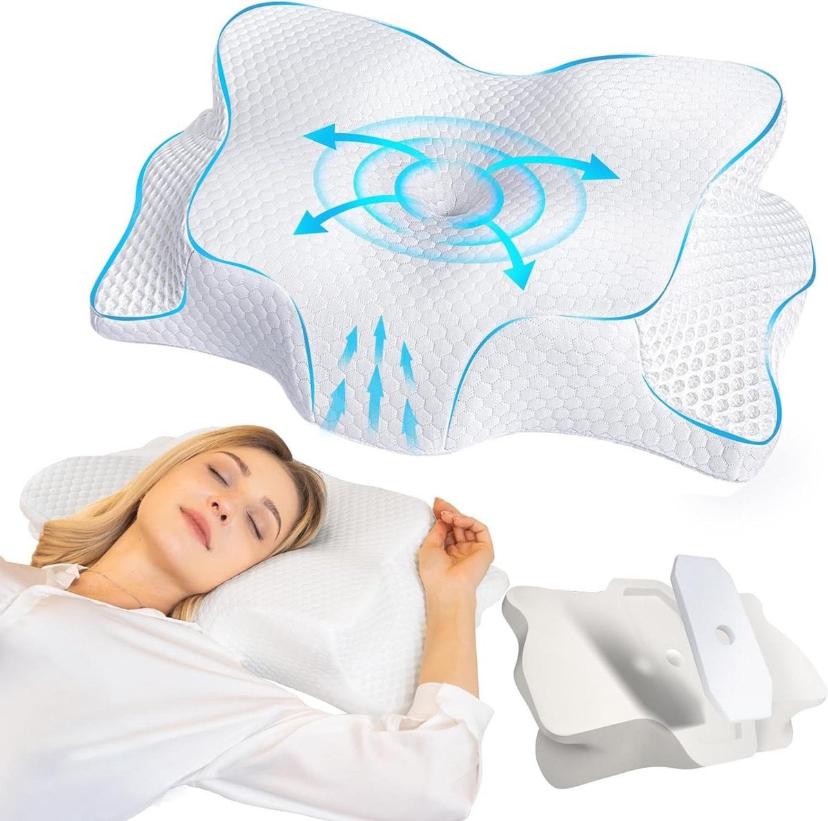 Memory Foam Nekkussen - Ergonomisch Orthopedisch Neksteunkussen voor Zijslapers