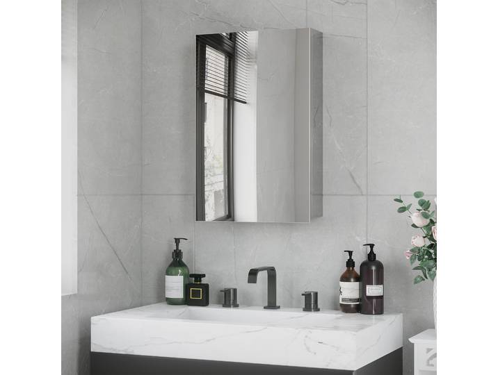 kleankin Armoire Miroir SDB Acier 39x12x60cm