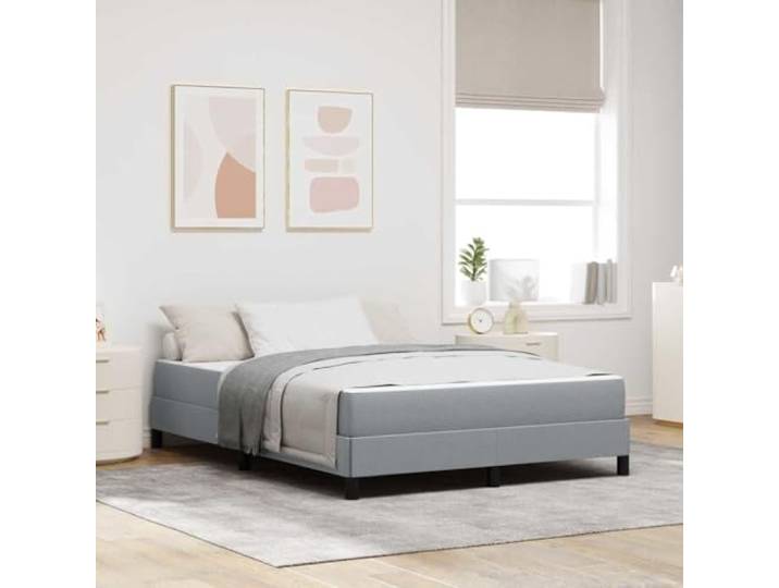 Atmungsaktiver Stoff Holzwerkstoff Minimalistisch elegant Boxspringbett Boxspringbett mit Matratze 160x200 cm Hellgrau Stoff Bett mit Bettkasten LED King Size Lattenrost