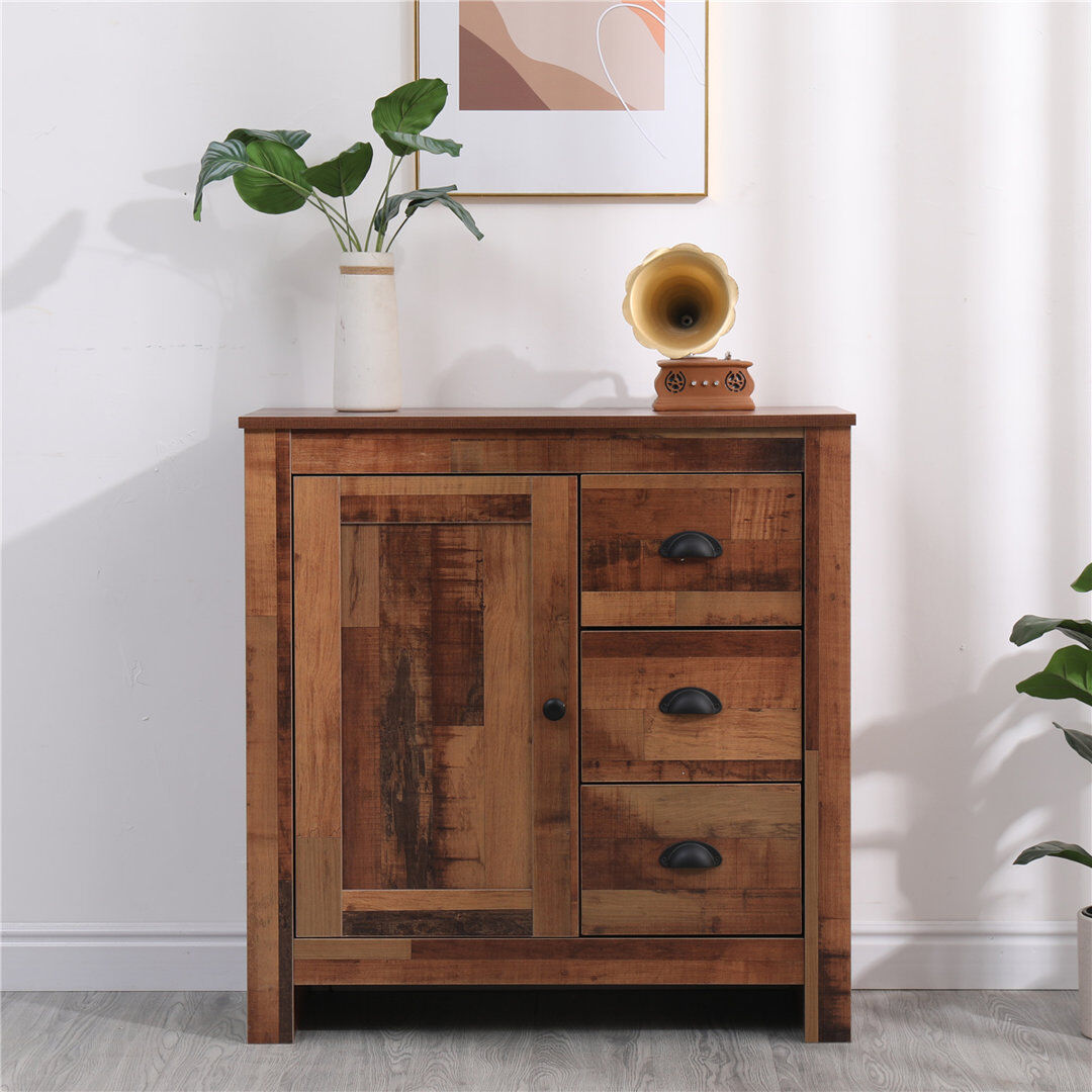Alpen Home Wiener 3 -Drawer 1 -Door Accent Cabinet Brown 81cm H X 79cm W X 35cm D