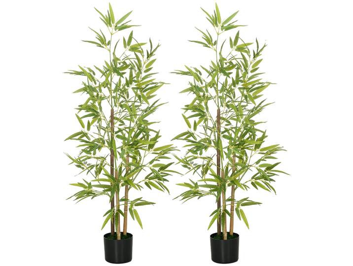 Homcom 2 plantes artificielles en bambou synthétique avec 498 feuilles pour la décoration du salon ou du bureau Ø15X120 cm Vert