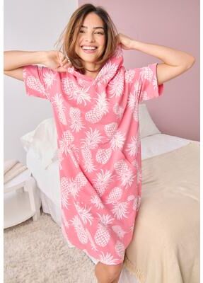 Plus Size Women's Summer Snuggzy Robe by Dreams & Co. in Dazzling Pink Pineapple (Size 4X)