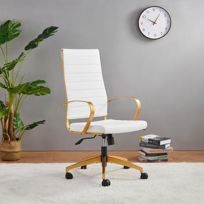 LUXMOD® Office Chair Faux Leather Silver Frame Adjustable and Swivel