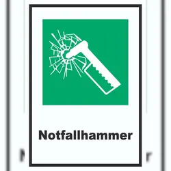 HB-Druck Notfallhammer A2 Rückseite selbstklebend Schild