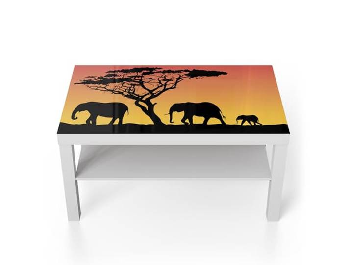 DEQORI Glastisch weiß groß 90x50 cm Motiv Afrikanischer Abend ausgefallener Beistelltisch aus Glas Hochglanz Couchtisch fürs Wohnzimmer moderner Couch Tisch mit Design