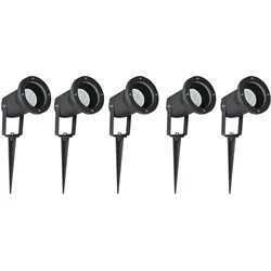 5x LED Außenleuchte Steckleuchte Gartenleuchte Schwenkbar Schwarz Glas H 33,5 cm