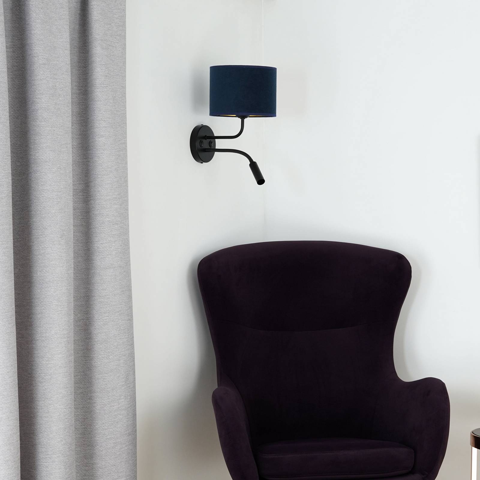 Wandlampe Roller Duolla, schwarz, für Wohn- / Esszimmer, Metall, Wandleuchte, Wandlampe Innen