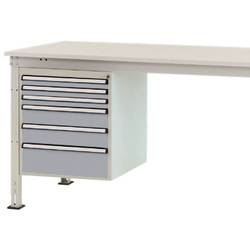 Manuflex ZB4914.9006 Gehäuse-Unterbau Stationär, Nutzhöhe 500 mm mit 6 Schubfächer. Für Tischtiefe 1200 mm
