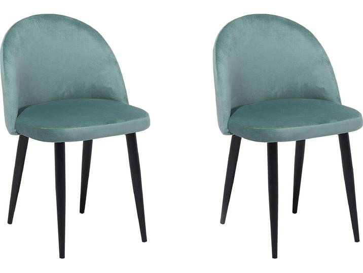 BELIANI Esszimmerstuhl 2er Set Mintgrün Samtstoff Metallbeine Modern