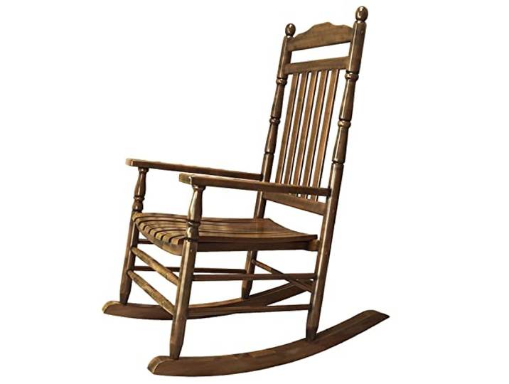 ALIKKA Outdoor-Schaukelstuhl, brauner Schaukelstuhl, Holz-Schaukelstuhl auf der Veranda, Großeltern-Lounge-Stühle für Erwachsene, mit Breiten Armlehnen, Outdoor-Garten-Wohnzimmermöbel