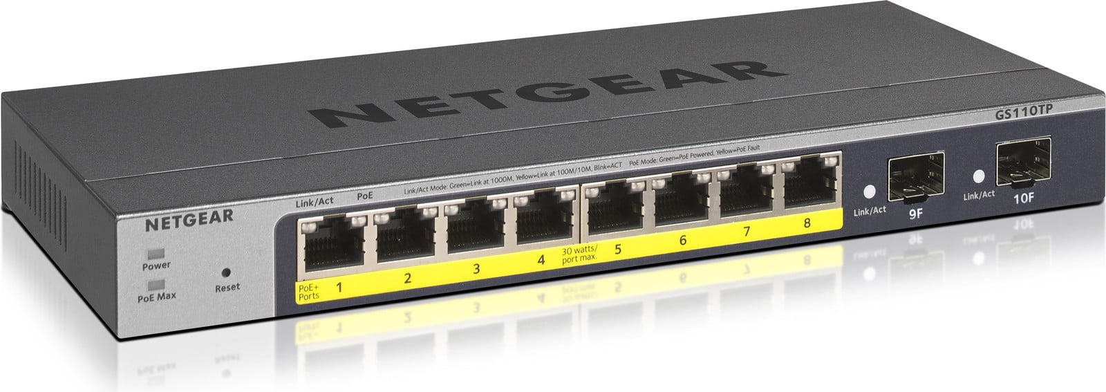 Netgear GS110TP Managed L2/L3/L4 Gigabit Ethernet PoE Switch - Grijs