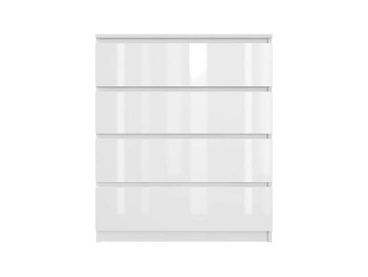 SoDREAMER Kommode mit 4 Schubladen 80 cm Weiß - glänzende Vorderseite Ideal für Schlafzimmer, Wohnzimmer, Kinderzimmer und Büro Geräumige Kommode Modernes Design 80x97x40 cm