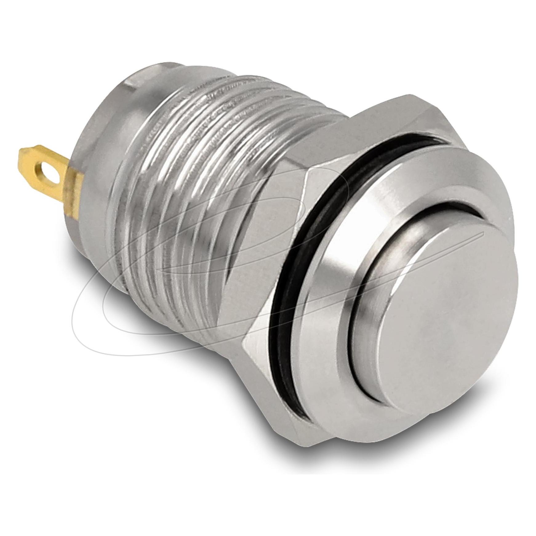 Delock Drucktaster zum Einbau 12 mm 2 x Lötanschluss (20983)