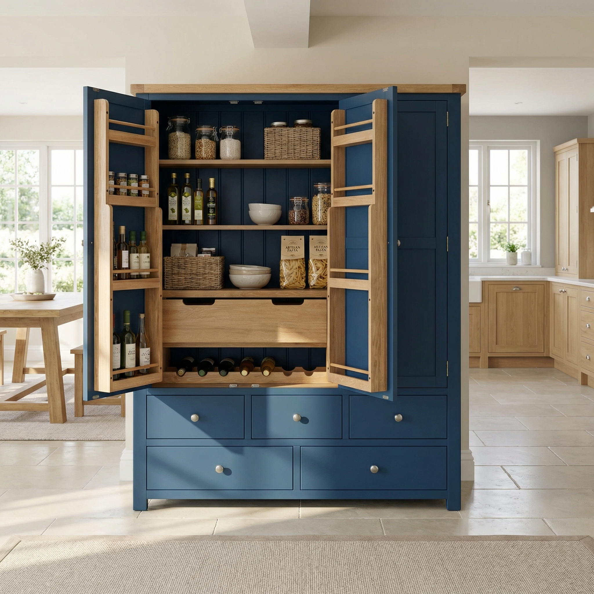 Burford Triple Larder Unit in Navy Blue