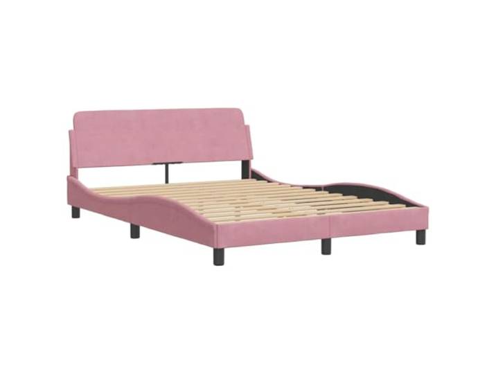 KTHLBRH Bettgestell mit Kopfteil Dover Rosa 120 x 200 cm Samt Robuste Beine, Lattenrost aus Sperrholz, gewelltes Design, Matratze nicht im Lieferumfang enthalten