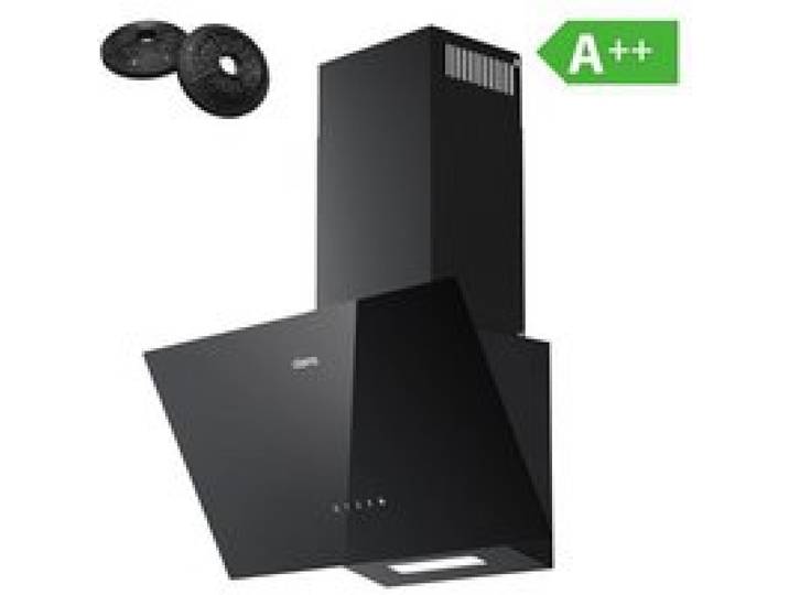CIARRA Hotte Aspirante Inclinée 60cm 350m3/h 3 Vitesses A++ Recyclage ou Evacuation Verre Noir CD6750CB