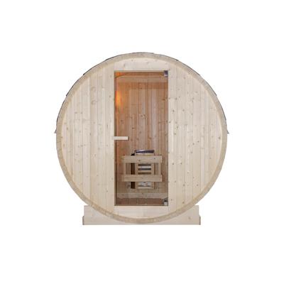 Fasssauna SANOTECHNIK "»TROMSÖ M«", braun (holz), Saunaofen, 3,6 kW, Saunen, geeignet für 2 Personen, Fichetnholz