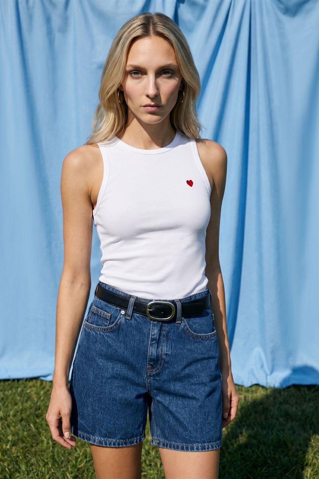 Bestickte ärmellose Slim-Fit-Jersey-Bluse