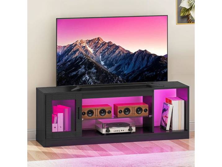 YITAHOME Meuble TV - 148*32*51cm - avec Étagère de Rangement Ouverte - pour le Salon - Noir
