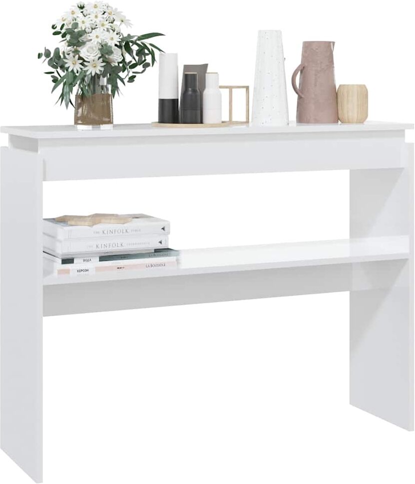vidaXL Table console blanc brillant 102x30x80 cm bois d'ingénierie