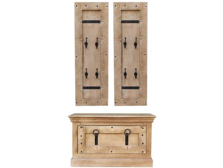 Garderobenmöbel Daipur natur Holz/Metall B 120 T 40 H 110 cm - Garderobenmöbel