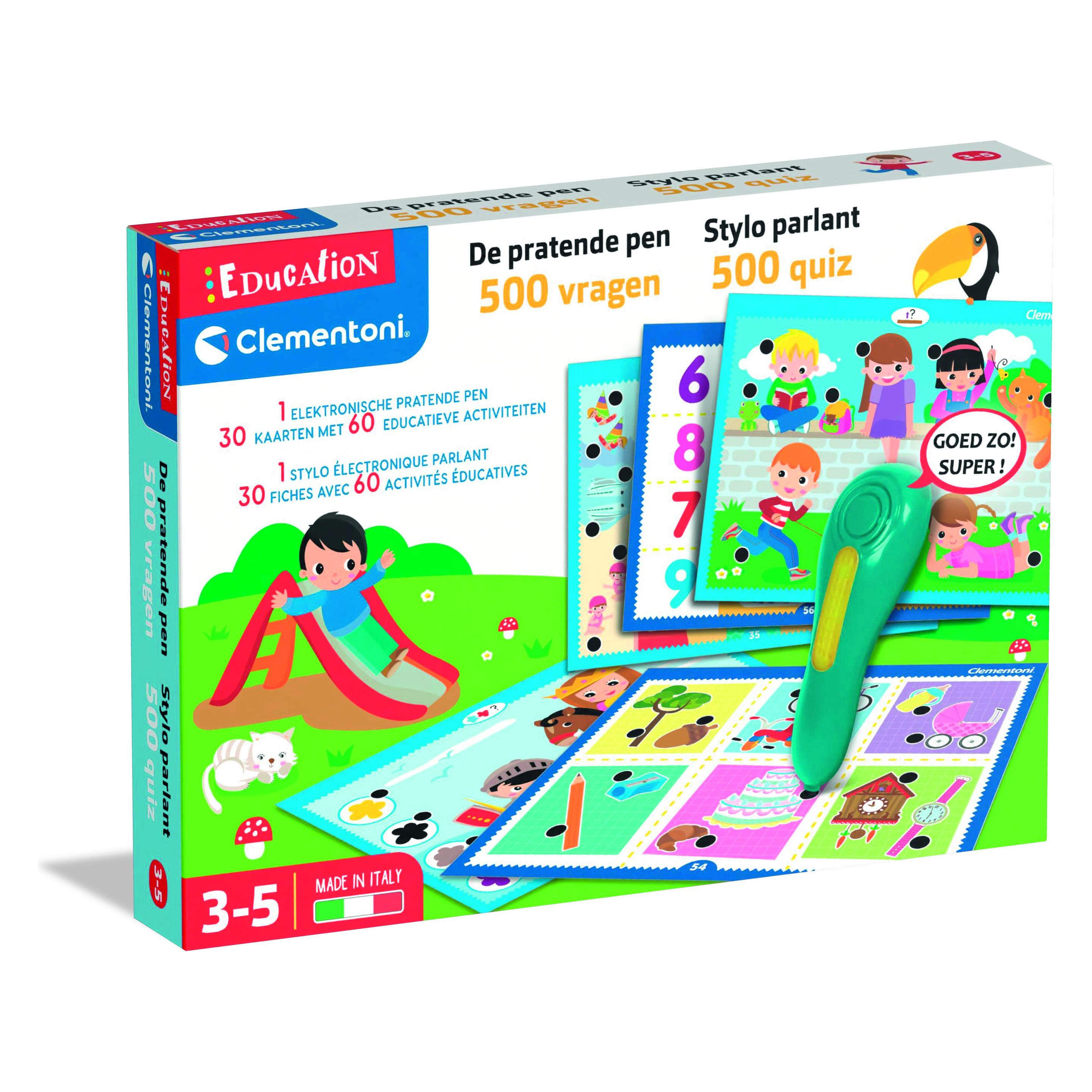 Clementoni Education - Sprechender Stift, 500 Quiz (Deutsch, Französisch, Niederländisch, 3 - 5 Jahre) (56607)
