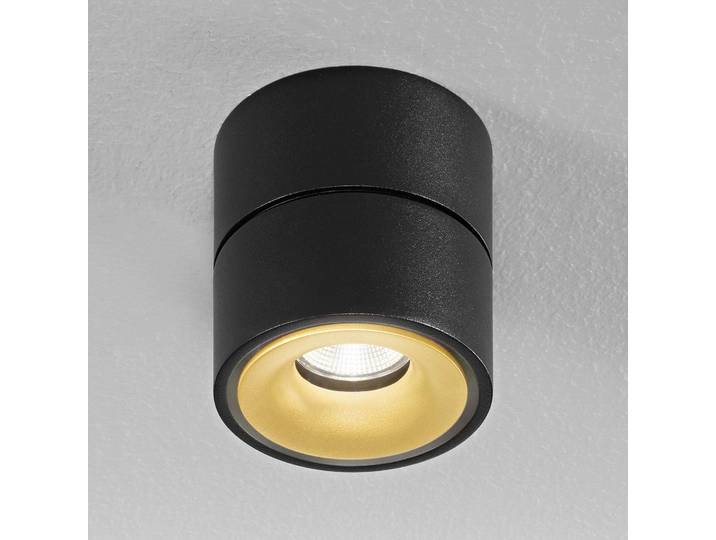 Egger Licht DLS LED-Deckenspot Clippo S, schwarz-gold dimmbar, schwarz, für Arbeitszimmer / Büro, Aluminium, Modern